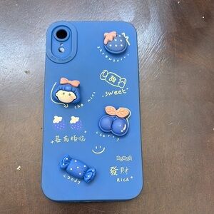 Playful Blue Phone Case with 3D Designs